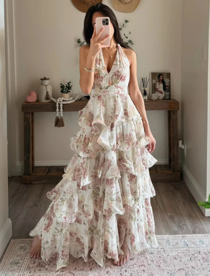 

2025 spring new one-shoulder lace stitched top irregular skirt set