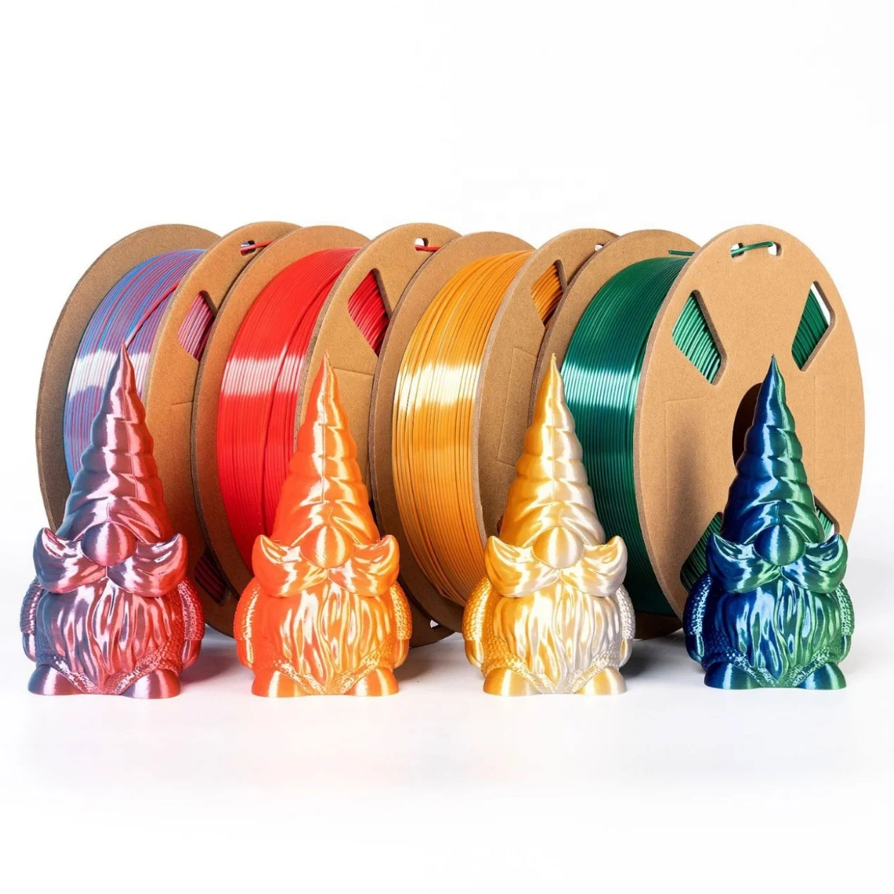 OEM/ODM Options 1.75mm PLA SILK  Filament Bicolor Tricolor Rainbow PLA