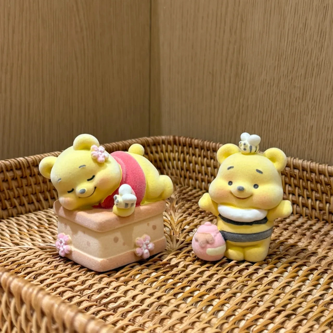 Disney Snoring Pooh Bear Blind Box MINI Secret Flocked Bear Cute Birthday Gift Pu Pu Peripheral Car Ornament Table Decoration