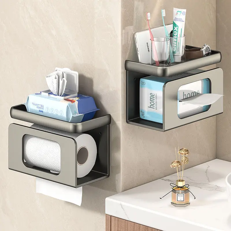 No punching required, toilet drawer box, toilet bathroom roll paper storage rack, mobile phone holder, wet wipes rack
