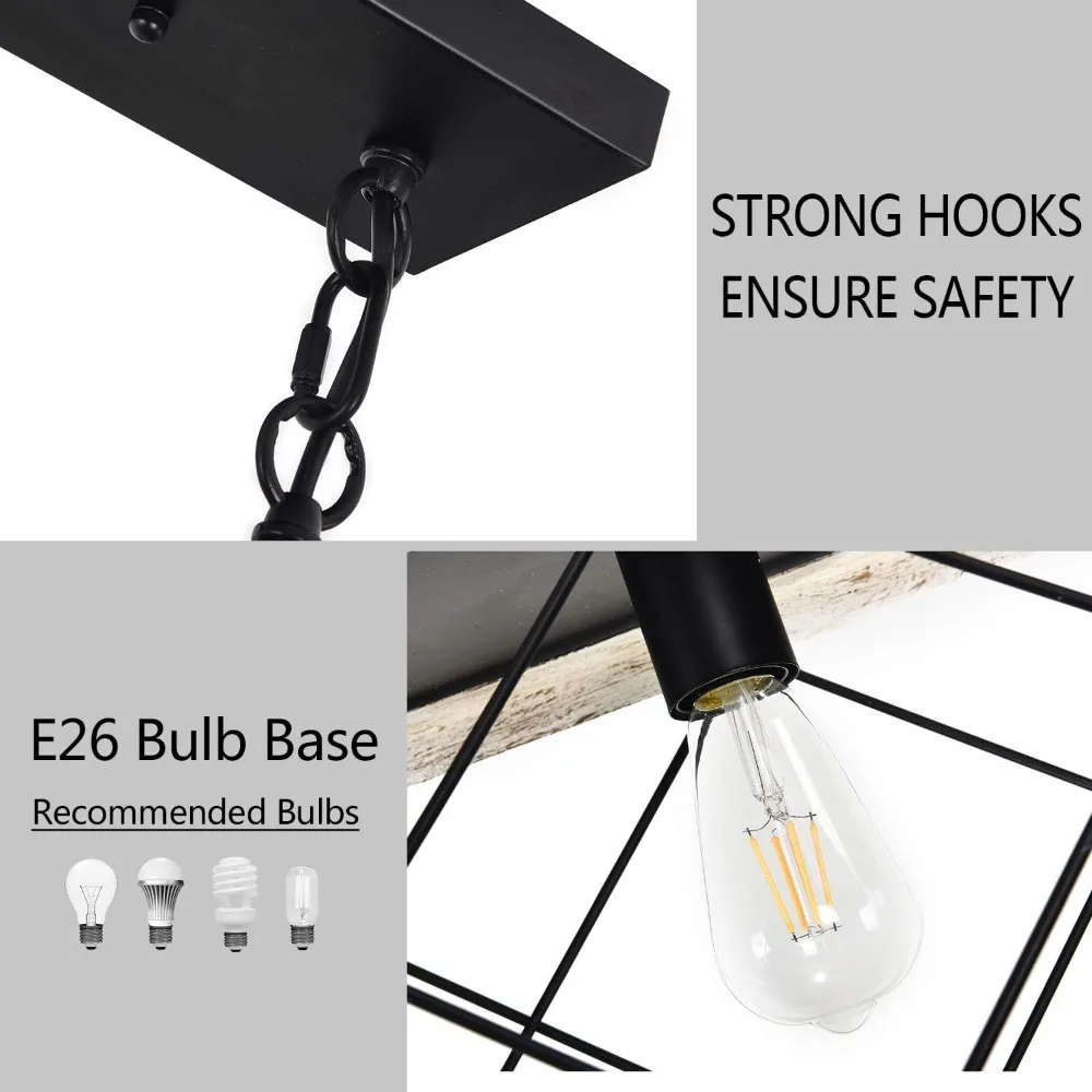 ثريا مستطيلة لمزرعة luupyia ريفية، 5 مصابيح إضاءة جزيرة المطبخ، تركيبات إضاءة الجزيرة الخطية قلادة المزرعة #4