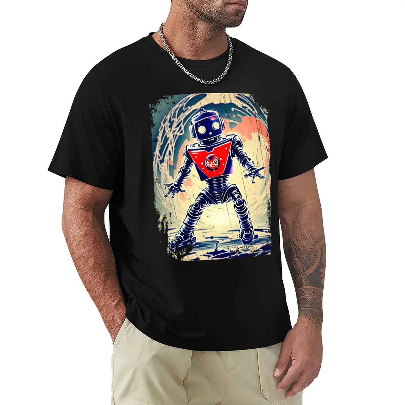 

Retro Robot, used look and old school, scifi T-Shirt custom shirt plain shirts graphic tee mens t shirt graphic