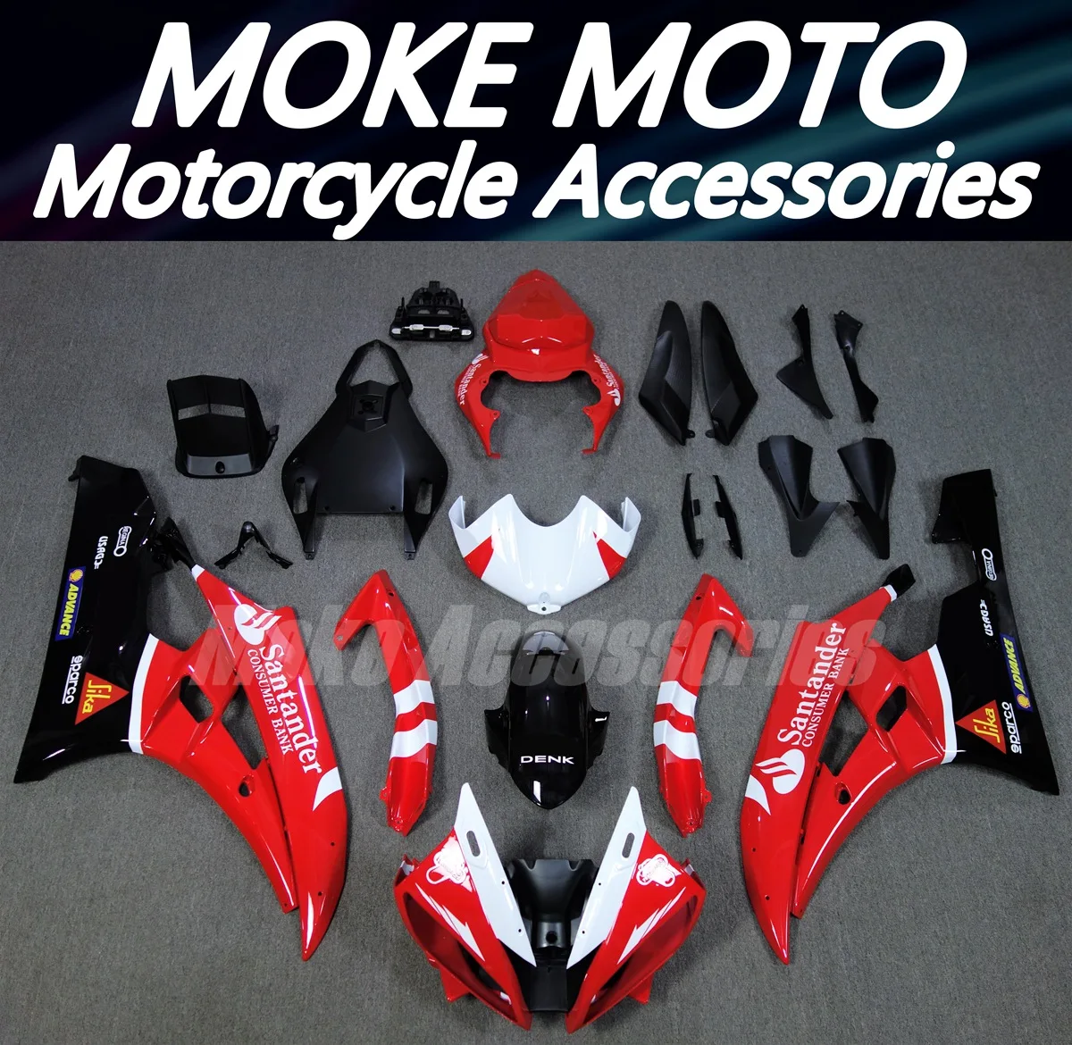 

Moke moto Motorcycle Fairings Kit Fit For Yzf R6 2006-2007 Bodywork Set High Quality Abs Injection Santander Red Black