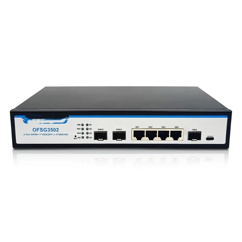Mini GPON OLT SFP+ 2 Portas 10GE, OLT GPON de Porta Única Suporta 256 ONUs para Expansão de Rede FTTH