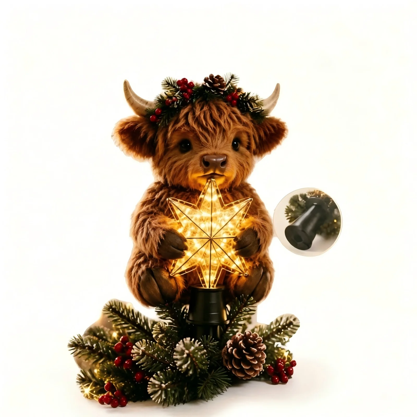 Cow Statue Cow Lamp Christmas Tree Topper With Adorable Mini Festive Glow Bringing Holiday