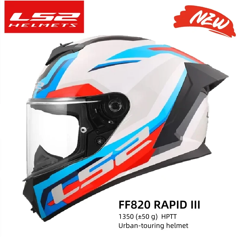 LS2 FF820 Motorcycle Helmets Full Face Double Lens Off-road Racing Helmet Men Large Tail Wing Breathable Cascos Para Moto DOT