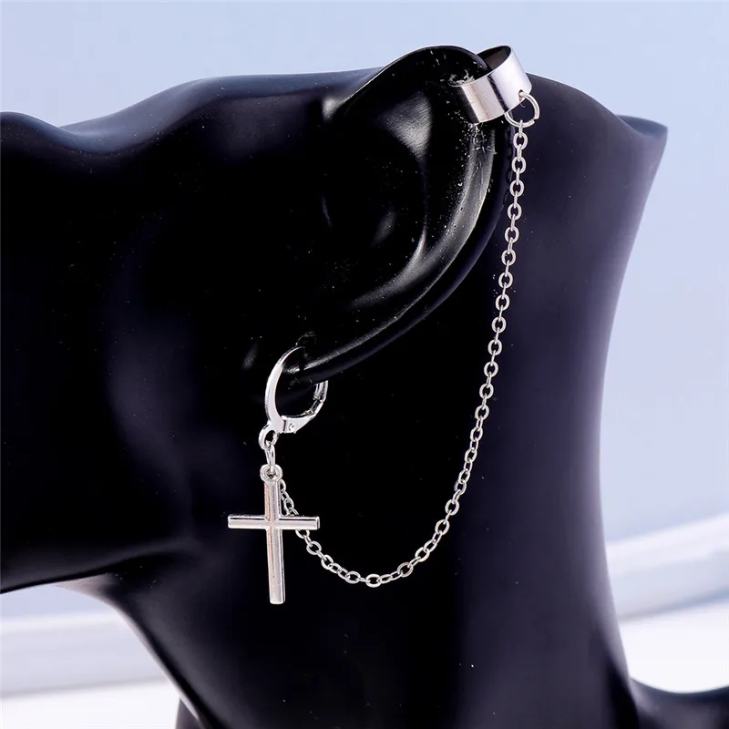 Aihua Summer Metal Cross Clip Earrings Butterfly Star Heart Stud Ear Cuff Earrings For Women Trendy Earrings Jewelry Bijoux view 6