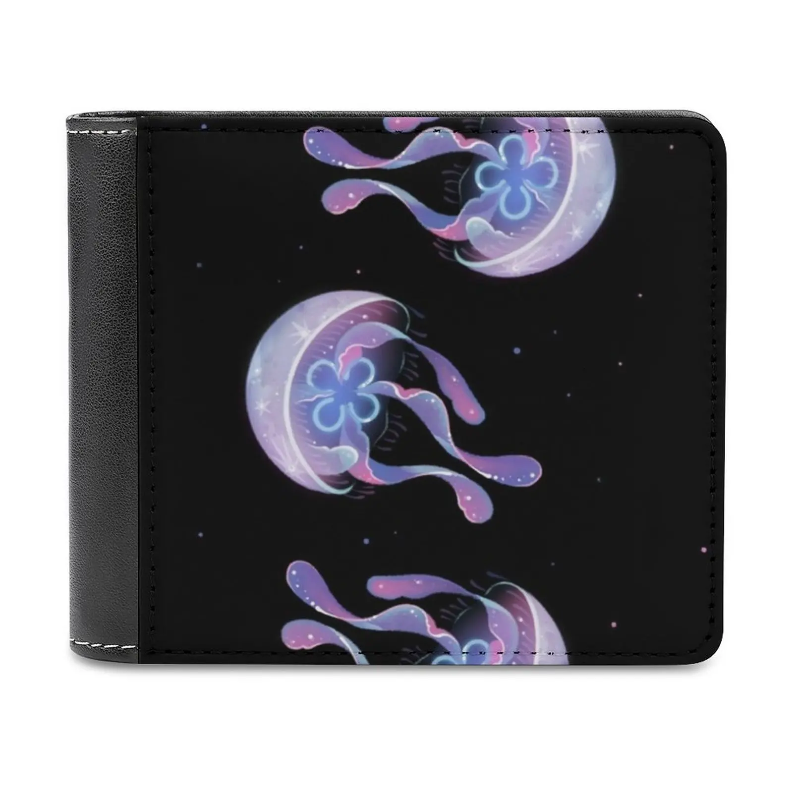 

Moon Jelly Men Wallet Pu Leather Short Male Purses Credit Card Wallet For Men Money Bag Moon Jellyfish Moon Star Jellyfish Fish