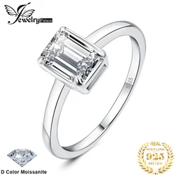 JewelryPalace Moissanite D Color 1ct Emerald Cut 925 Sterling Silver Solitaire Wedding Ring for Woman Yellow Rose Gold Plated