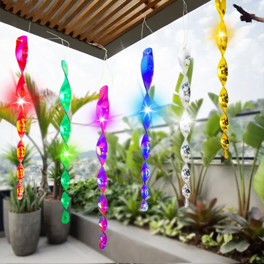 12Pcs Reflective Bird Repeller Wear Resist 30CM Wind Rotating Rod Reusable Bird Deterrent Rod for Home Yard Patio Decoration