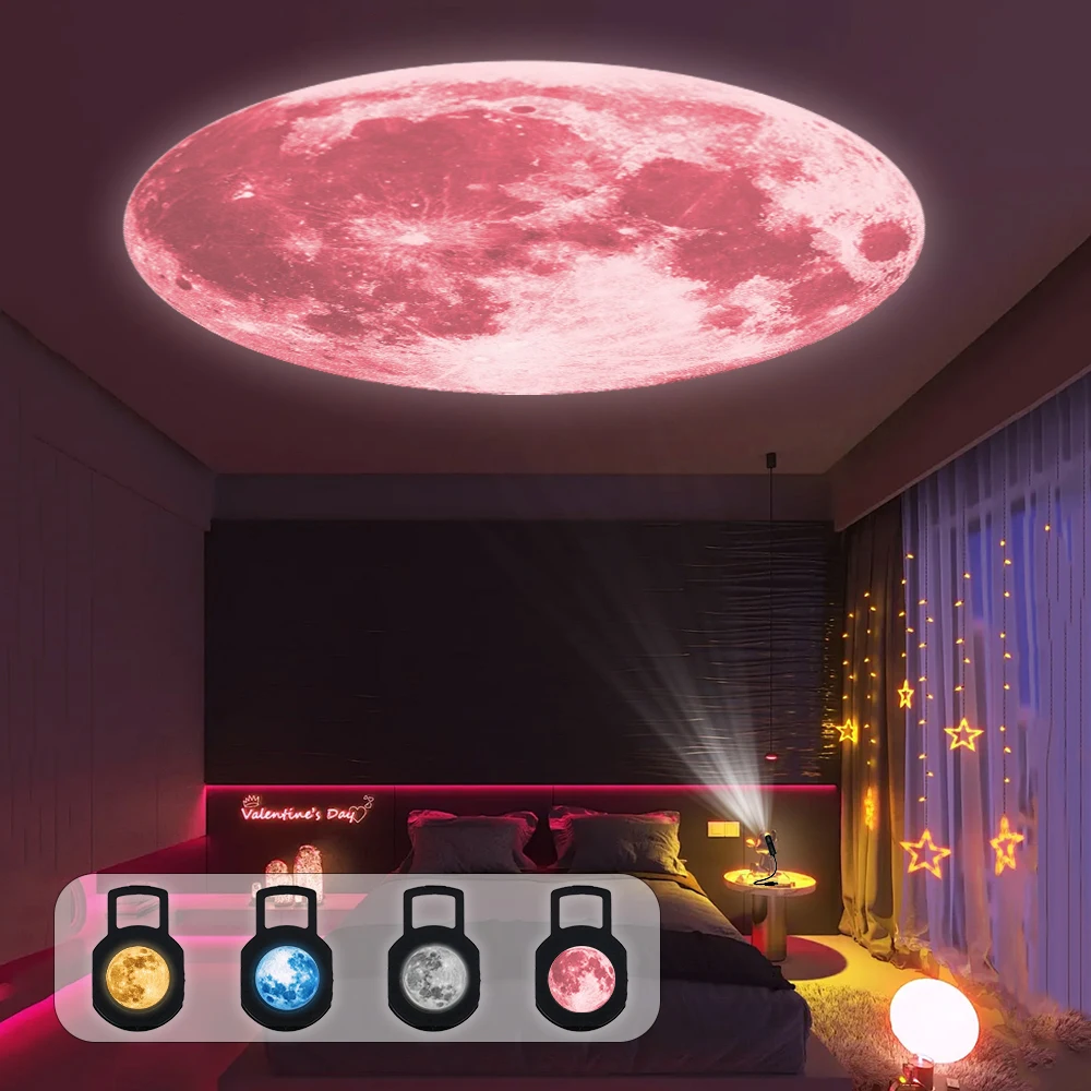 

Атмосфера лунной проекции, 4-цветный переключаемый лунный свет, подходит для создания атмосферы для украшения дома