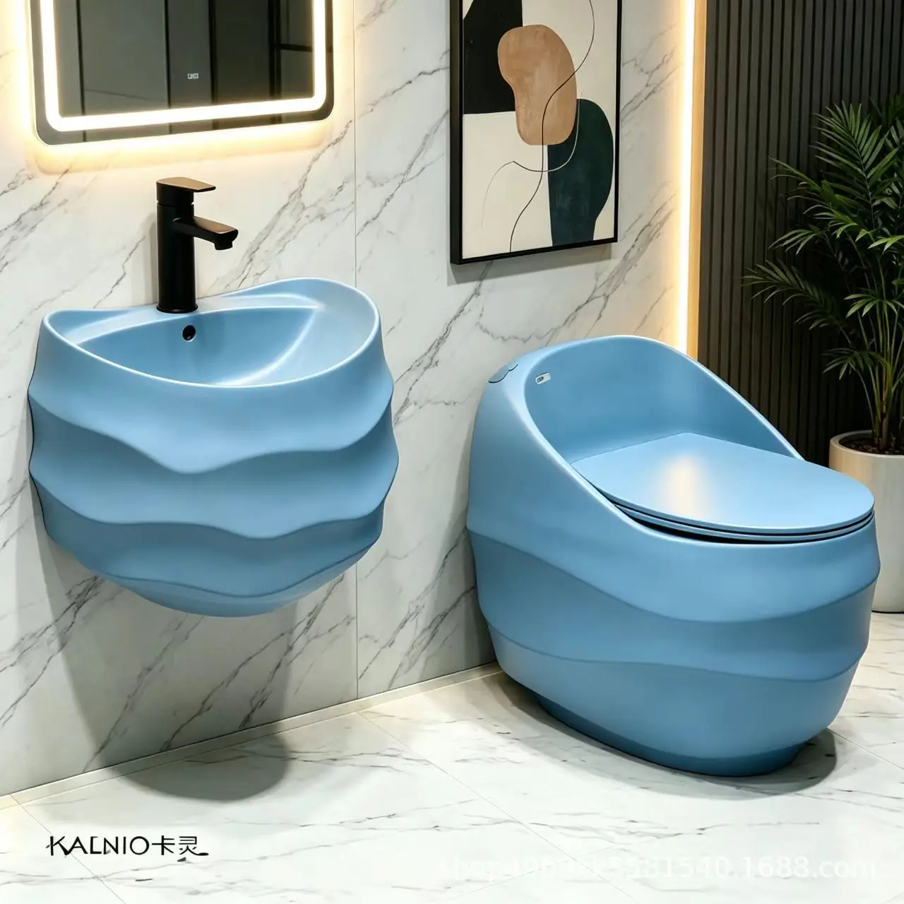 Household Bathroom Toilet Light Luxury Color Toilet With Wall-mounted Sink Large Diameter Sewage Discharge Various Colors