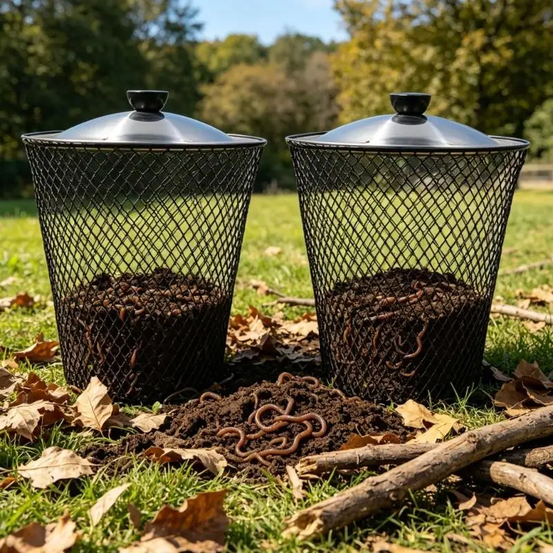 Paar wetterfeste Wurm-Kompostboxen für den Außenbereich Garten B03E – Detail 2