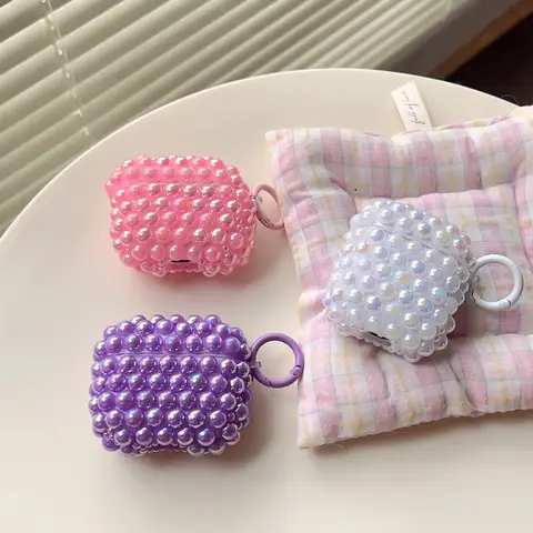 AirPods 4 3 2 1 용 블링 반짝 이는 다채로운 진주 헤드폰 커버, 여성용 Air Pod pro 2 용 크리스탈 반짝이 귀여운 이어 버드 케이스 Best5