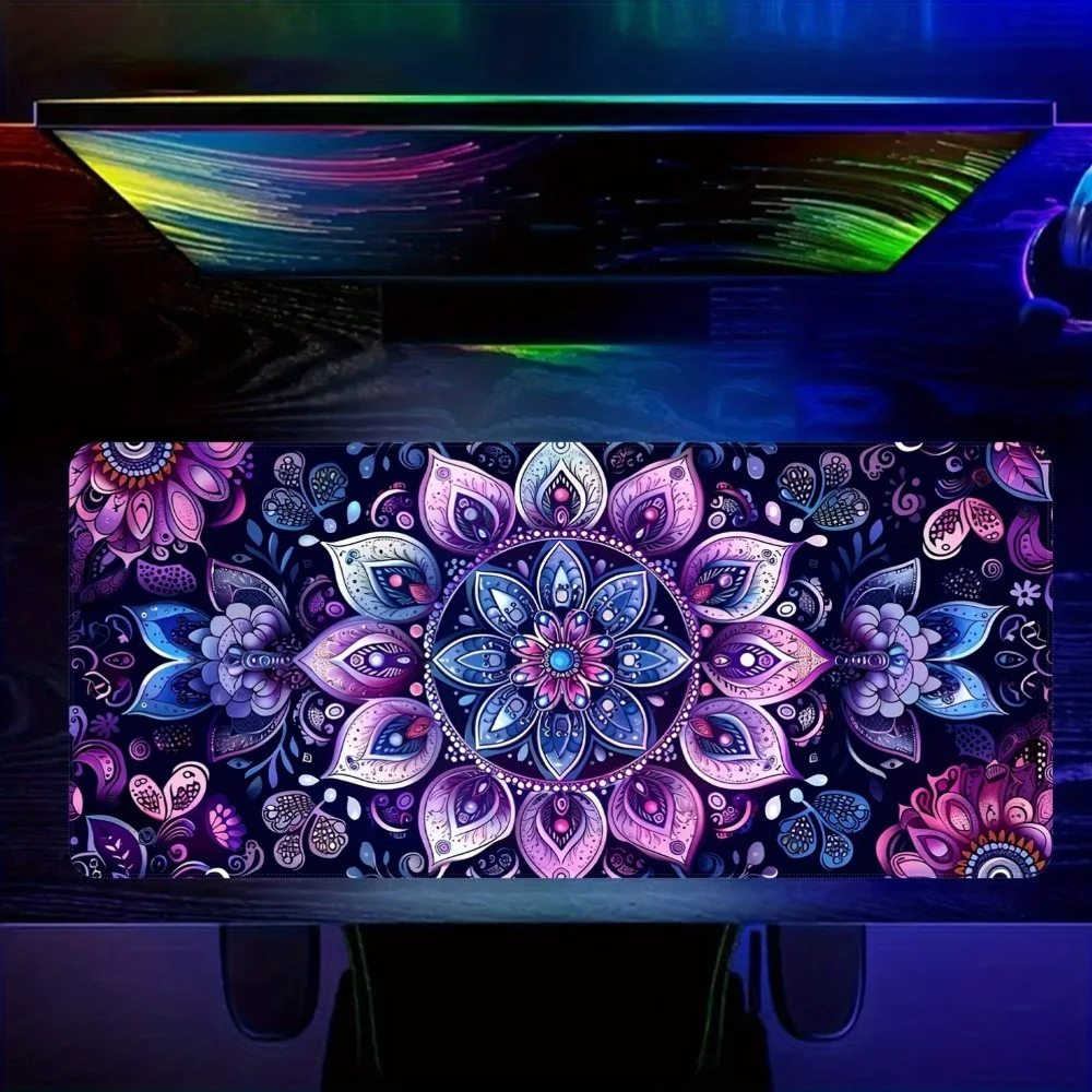 Floral Mandala Mouse Pad Waterproof Rubber Base Computer Desk Accessories One Piece Playmat Cute Mouse Pad Accessori Scrivania