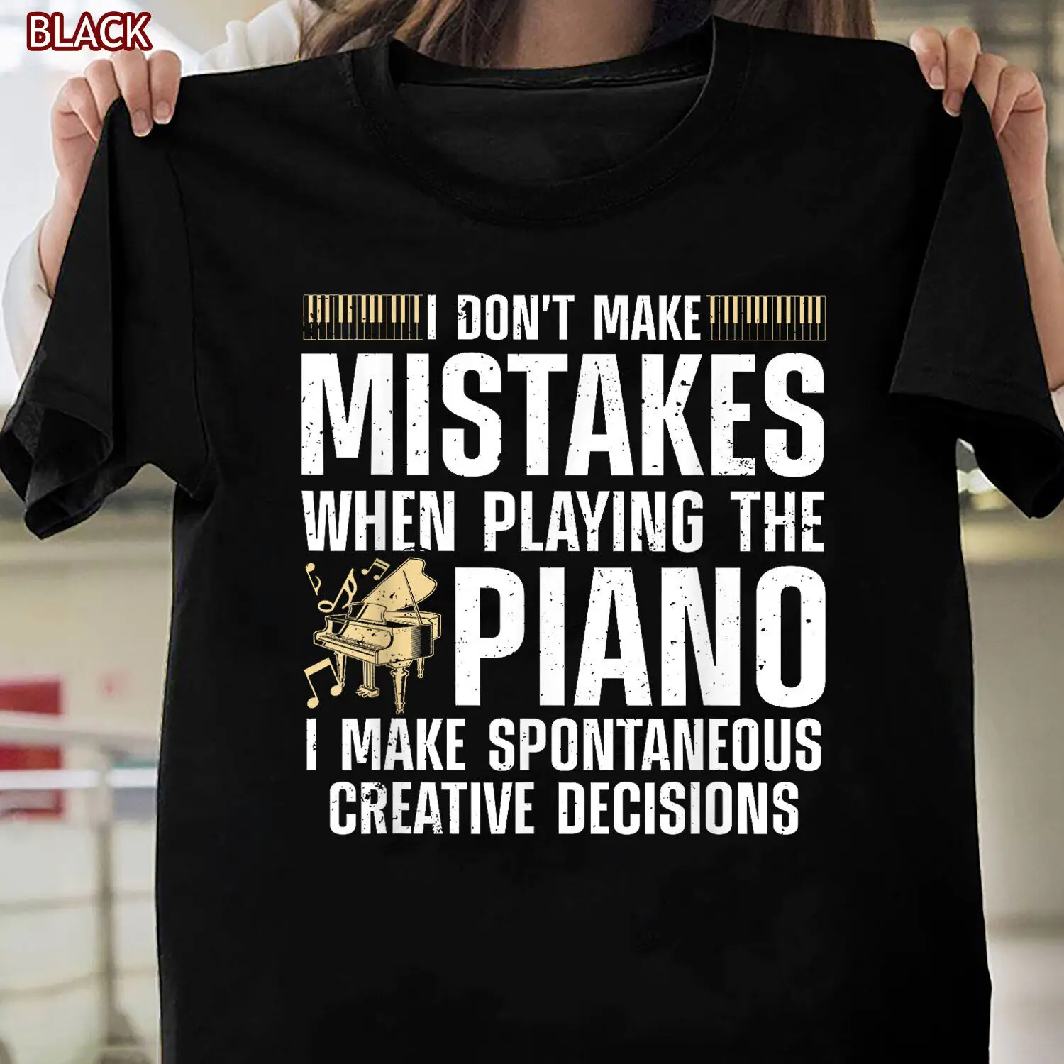 Pianist Gifts for Women Men, Retro Sunset Piano Keyboard Player Teacher T-Shirt