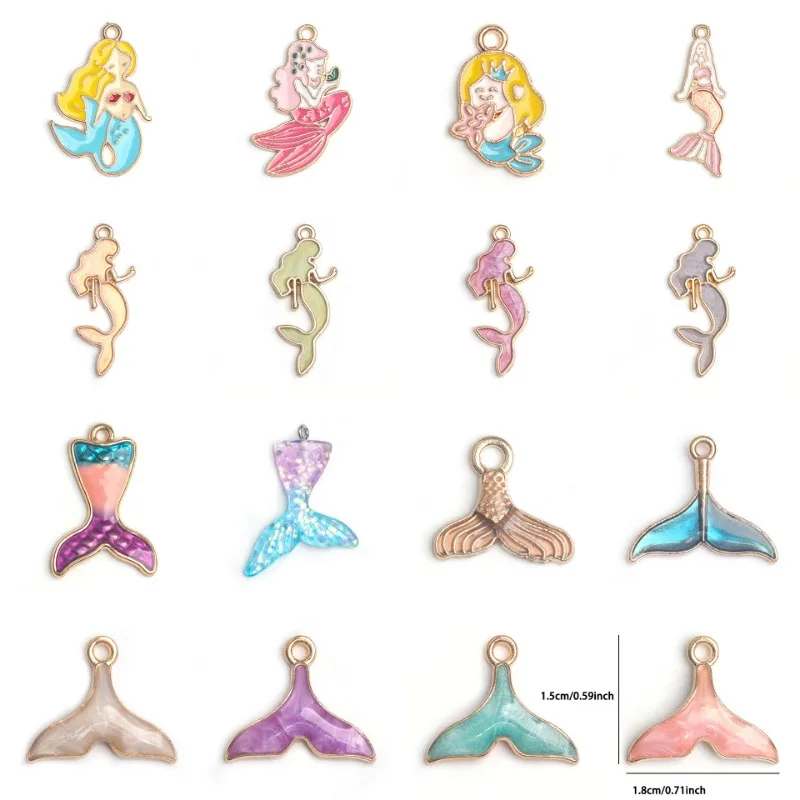 

16PC/lot Sea Mermaid Pendant Charm Beads Fish Tail Charms Pendant for DIY Jewelry Making Handmade Jewelry Craft Findings Gift