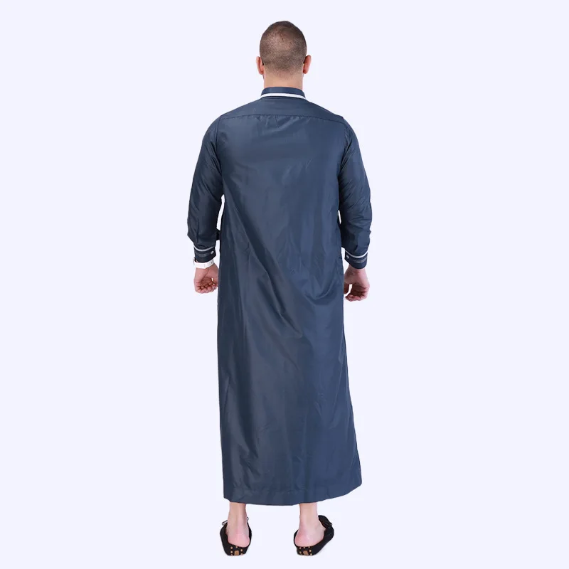 2024 Eid Men Embroidery Abaya Full Sleeve Long Robes Stand Collar Men Thobe Arab Muslim Dress Middle Eastern Clothing Abayas