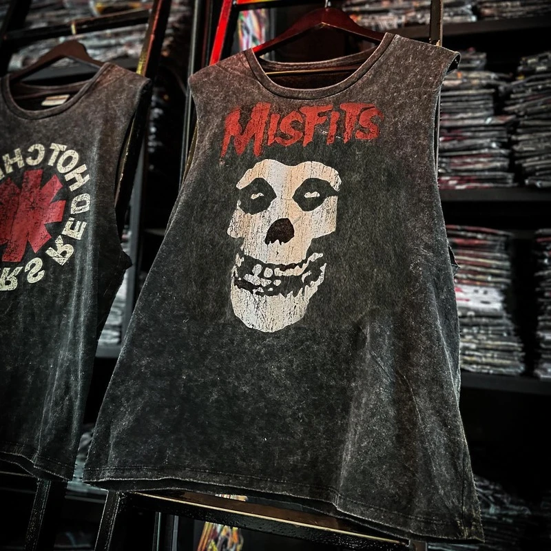 Men's Vintage American Rock Band Printed Washed Vest Sports T Shirt Sleeveless Tee Hip-Hop Gym Clothing Tank Tops Summer 2025 image 5
