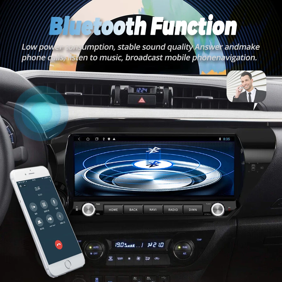 Dla Toyota Hilux 2015-2023 12,3-calowy ekran Android 14 Qled Samochodowy multimedialny automatyczny odtwarzacz wideo GPS Navi Stereo CarPlay