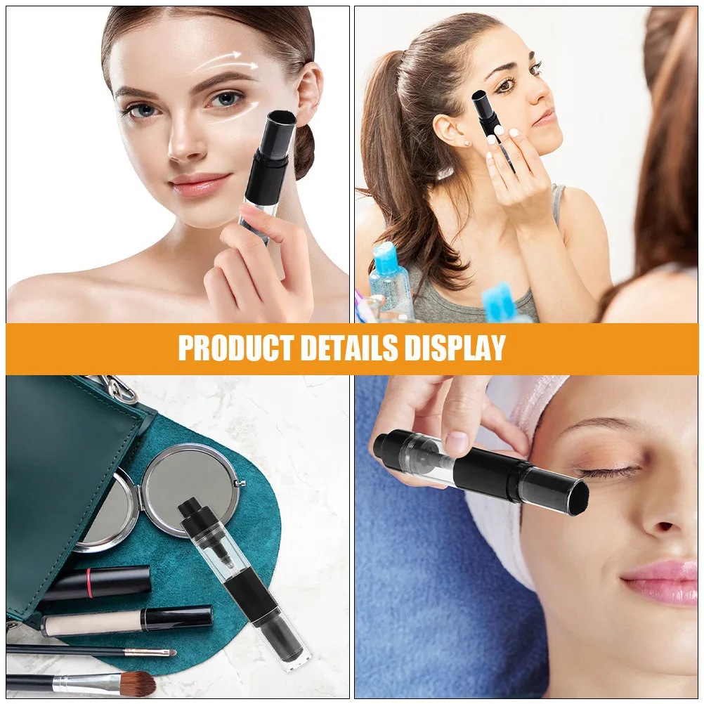 2Pcs Retractable Press Dispense Powder Brush Set Soft Bristles for Foundation Setting Powder Blush Highlight Natural Finish