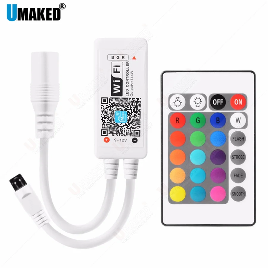 1set IR 24keys RGBW Wifi Led Controller With Remote For strip light High Quality DC12v led dimmer for led strip bars decorative