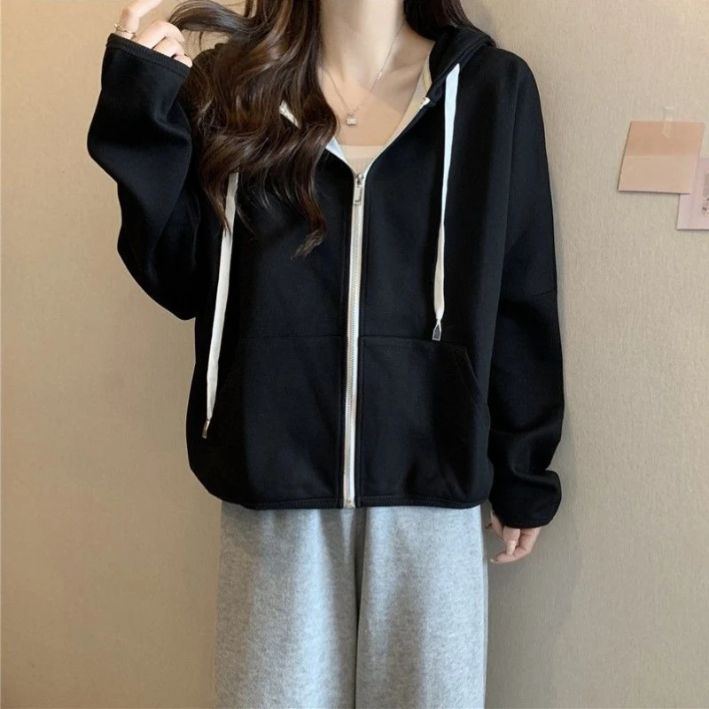 Women's 2026 New Lightweight Hoodie Korean Loose Fit Autumn Winter Stylish Versatile Ins Brand Top