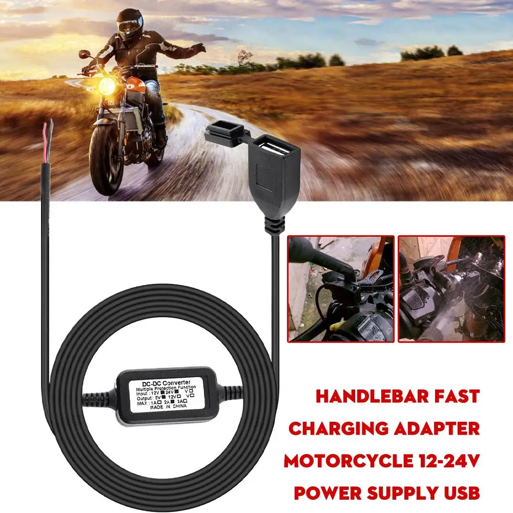 Handlebar Fast Charging Adapter Motorcycle 12-24V Power USB With Accessories A Motorcycle Cover Socket Dust Supply C6I2