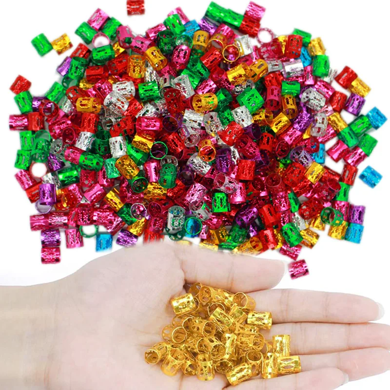 

100PCS Metal Braid Cuffs Colorful Dreadlocks Beads Hair Braid Rings Cuff Hair Decoration Braiding Tube Hair Jewelry Accessories