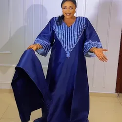 Plus size roupas africanas para as mulheres 2024 novo africano dashiki ancara bordado robe bazin design vestidos de festa de casamento