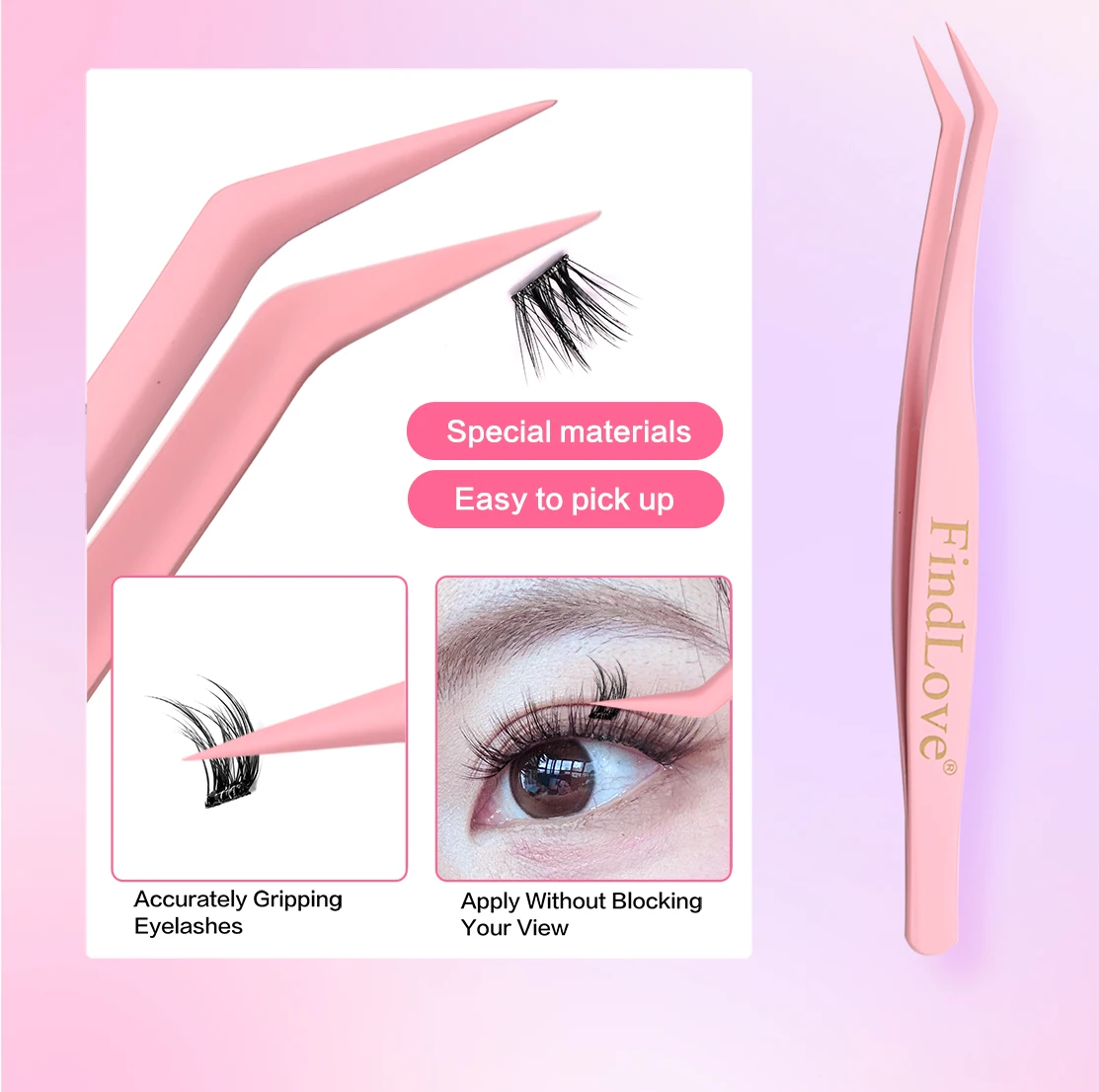 FindLove 5D-Wimpern ohne Kleber, kein Kleber erforderlich, 11–12 mm Wimpern, W-Form, selbstklebend, wiederverwendbar, langlebig, vorgeklebtes Wimpern-Make-up – Detail 6