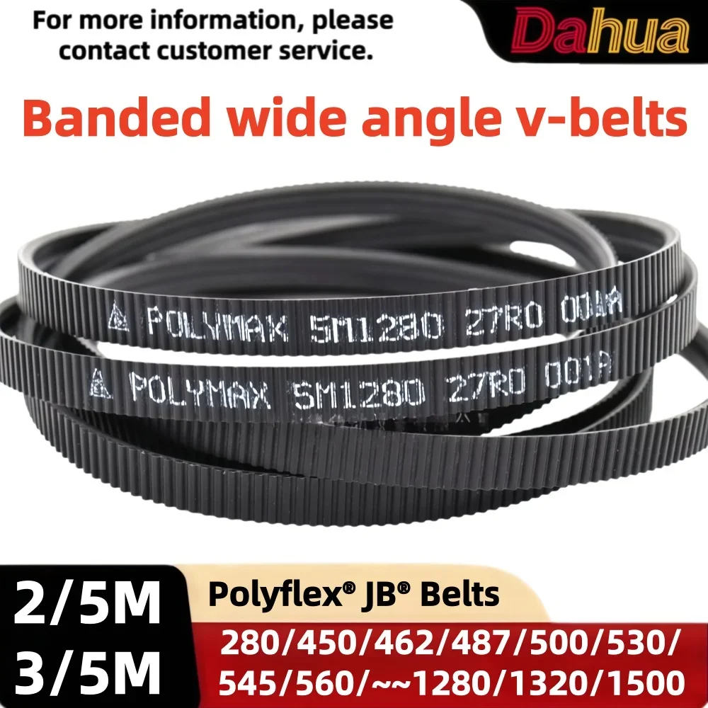 Banded Wide Angle V-Belt 2/5M & 3/5M 280/450/462/487~~1500 made in Japan Style Polyflex JB, Heavy Duty Industrial Drive Belte