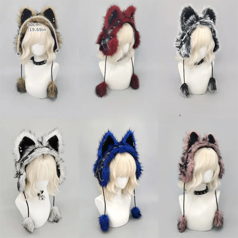 Y2K Plush Earmuffs, Cute Cool 3D Cat Ears Headband Girls, Outdoor Cold-Proof and Warm-keeping Ear Covers Man Women for Winter