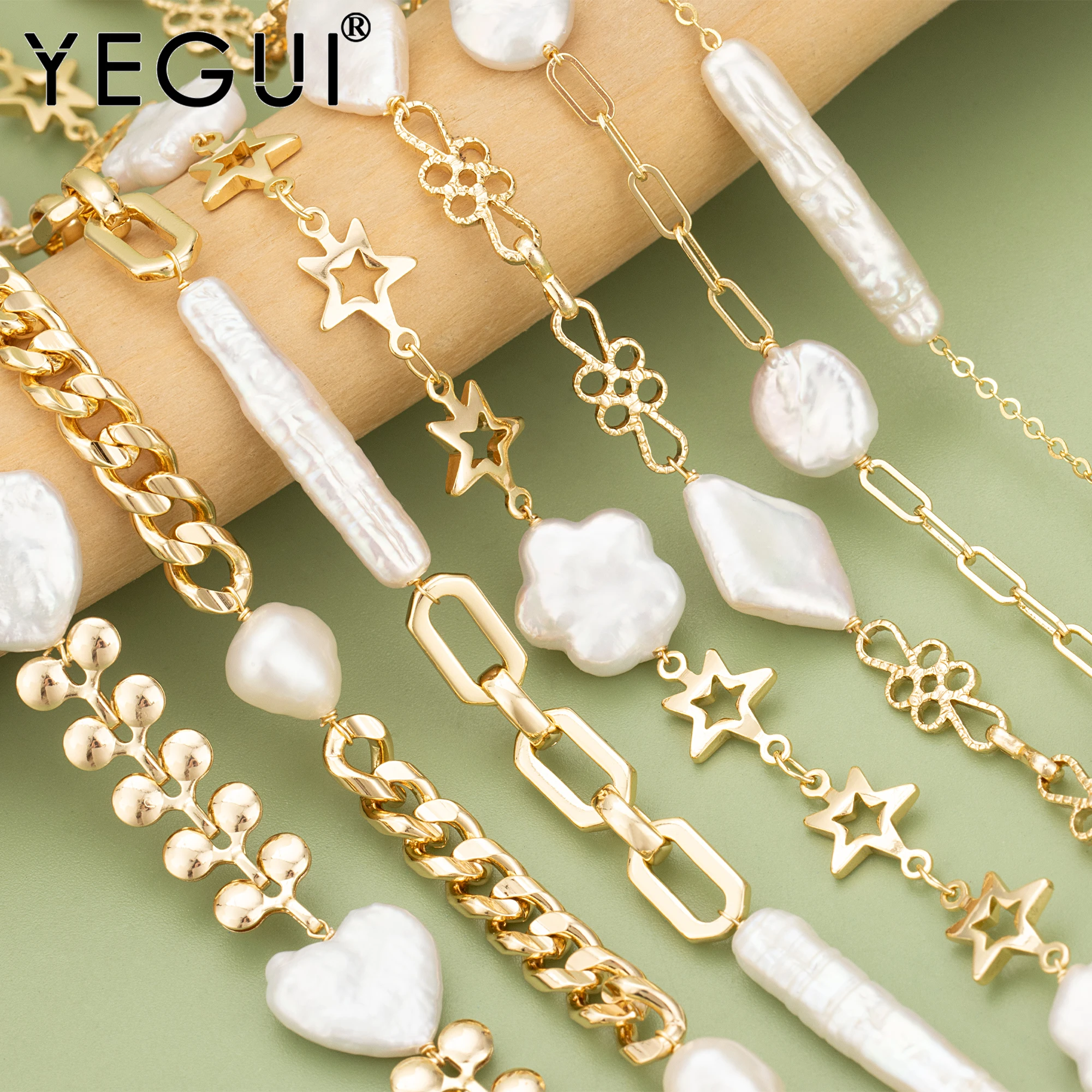 

YEGUI C388,chain,18k gold plated,copper,nickel free,natural pearl,hand made,jewelry making,diy bracelet necklace,50cm/lot