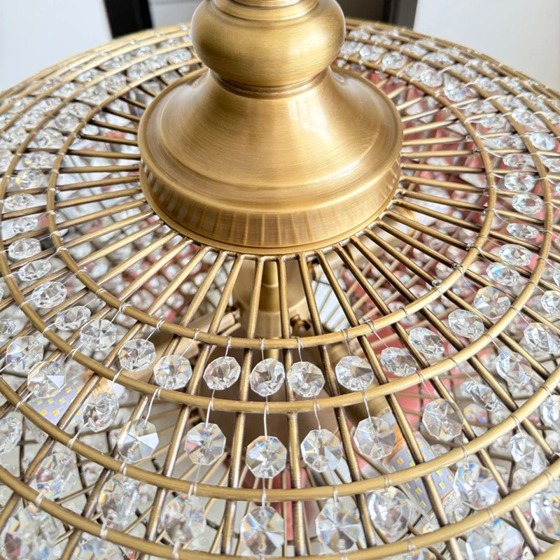 Amerikanischen Vintage K9 Kristall LED Anhänger Lichter Gold Schmiedeeisen Kronleuchter Wohnzimmer Restaurant Schlafzimmer Küche Hängen Lampen