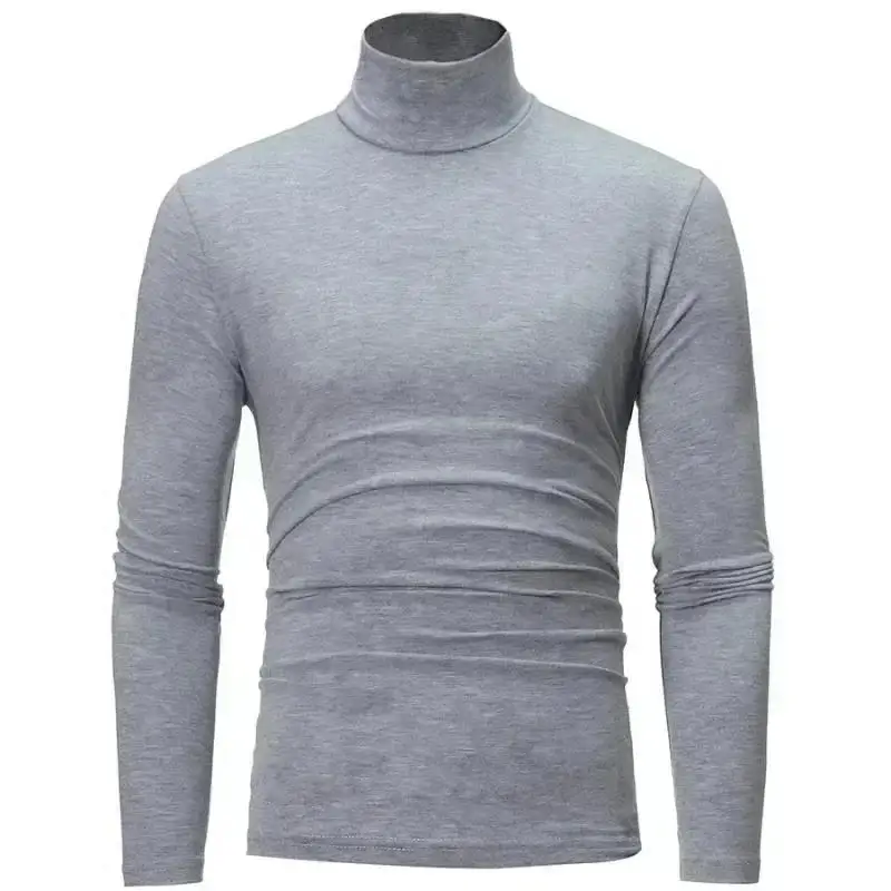 Ropa interior térmica para hombre, Top informal ajustado de cuello alto, camisa básica de manga larga, jersey de otoño, ropa interior con cuello