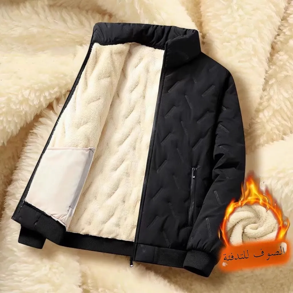 

Winter Thiened down Cotton Jaet Men's Lamb Velvet Fce Lined Sports Outdoor Windproof Waterproof Warm Cotton Coat