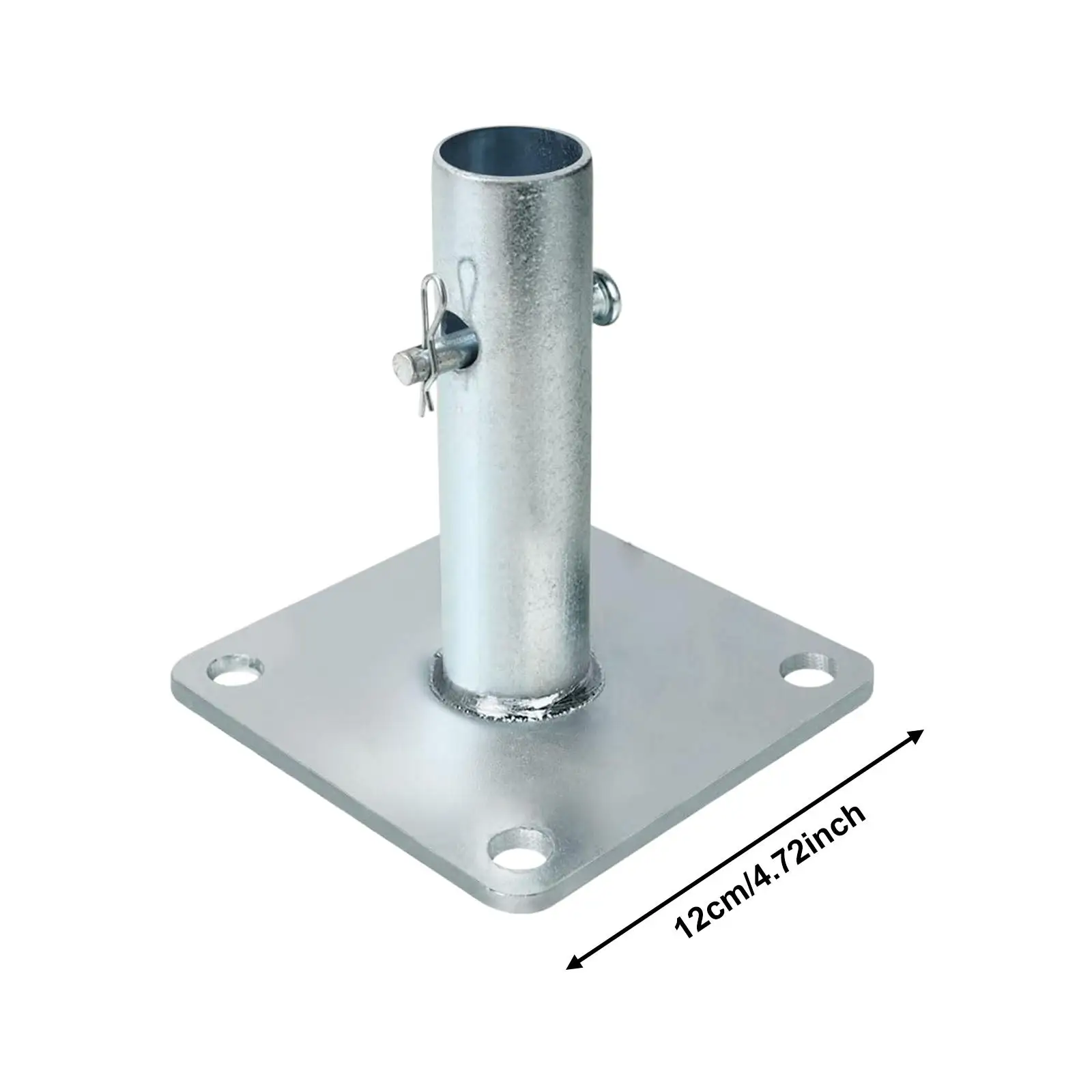 Reinforced Scaffold Base Plate Silver Steel Parts Stable Installation for Portable Folding Scaffolding