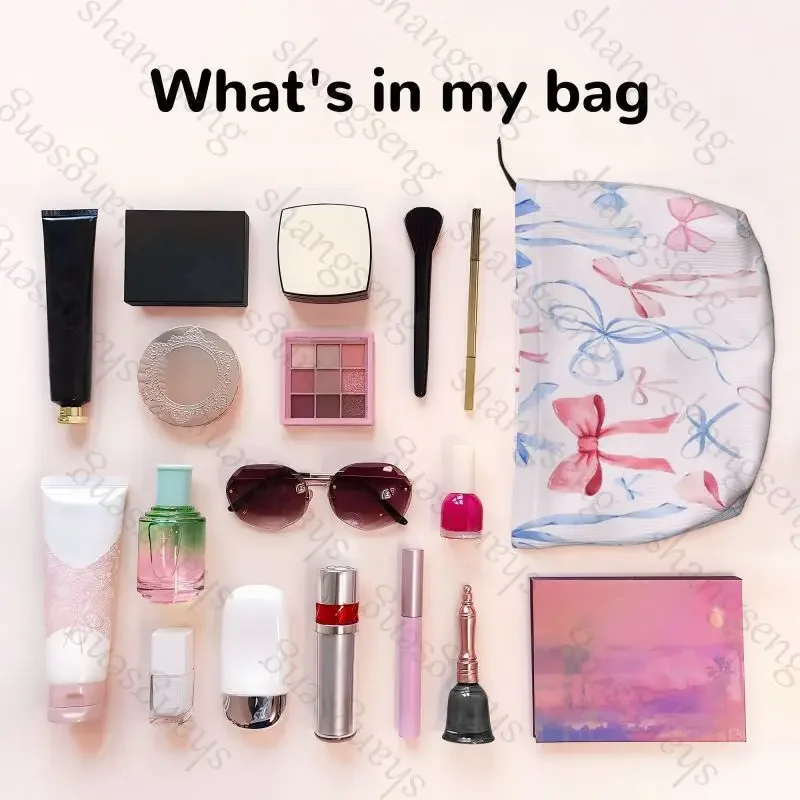 القوس النقاط سروال قصير حقيبة مستحضرات التجميل أدوات الزينة تخزين أكياس السيدات صندوق فاخر السفر سستة حقيبة التخزين الطباعة