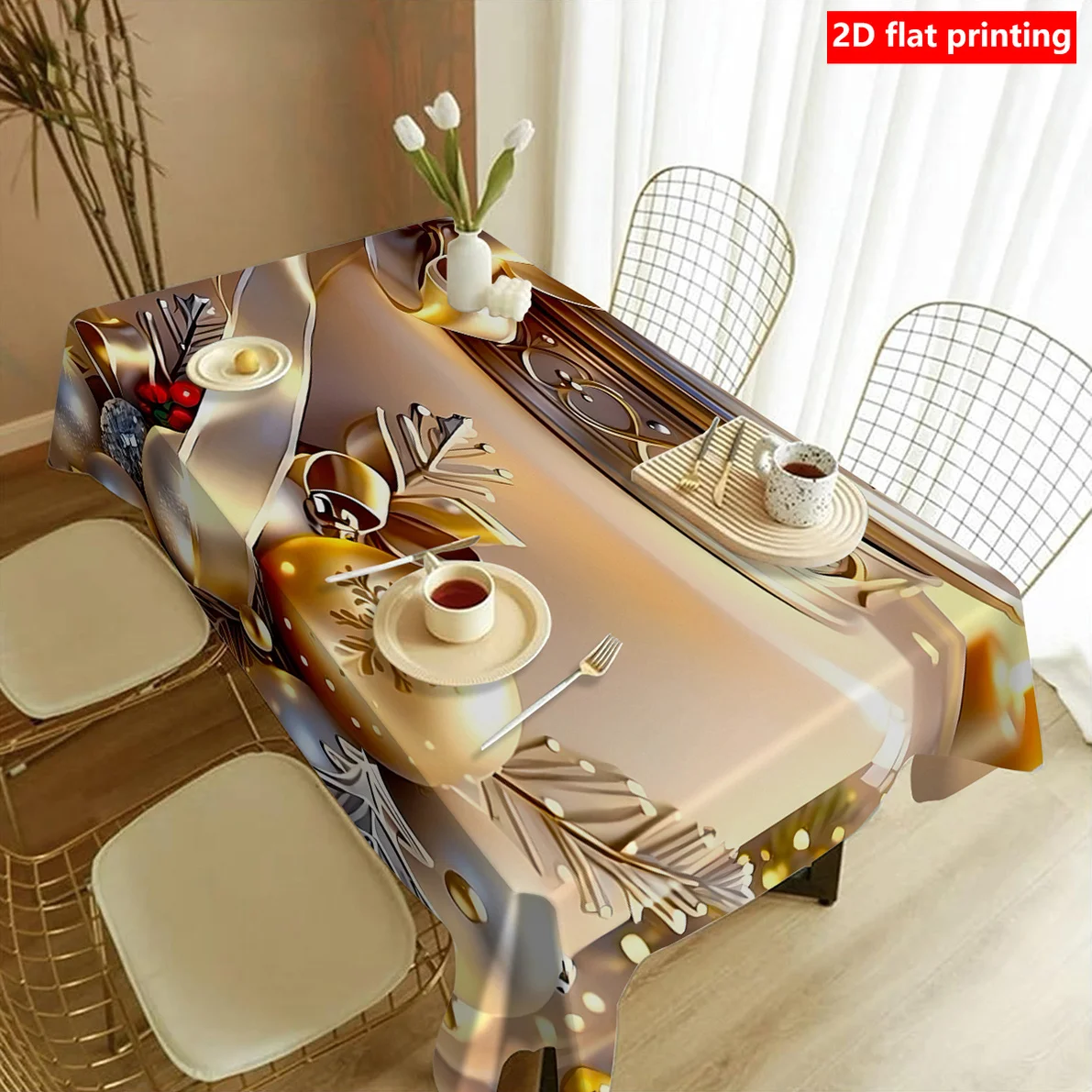 One 2D flat-printed tablecloth, rectangular and square table ottoman cloth, table cover, machine-madezyc