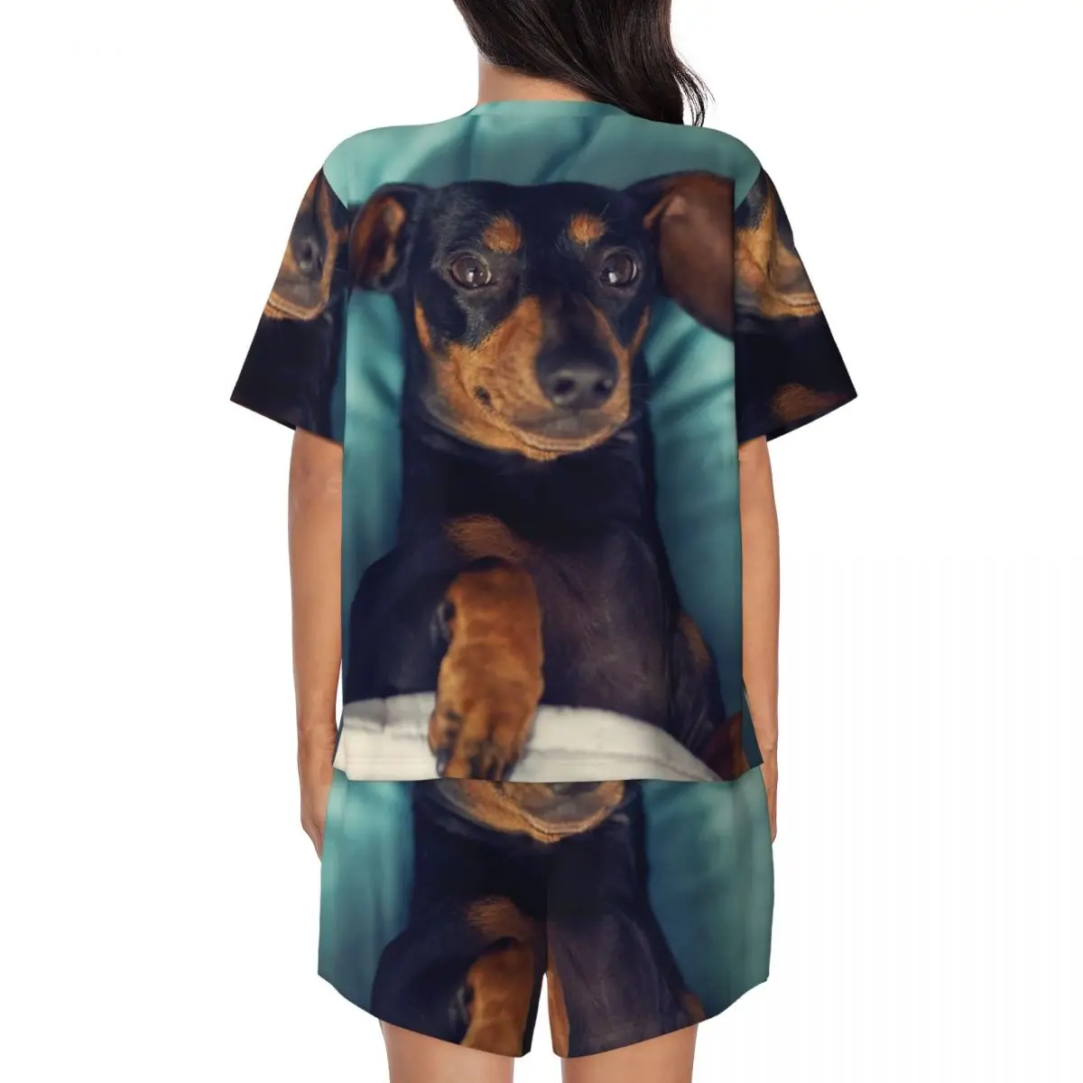 Women Dachshund Pajamas Set Custom Printed Short Sleeve Badger Sausage the Wiener Dog Sleepwear Loungewear Pjs 2 Piece Sets