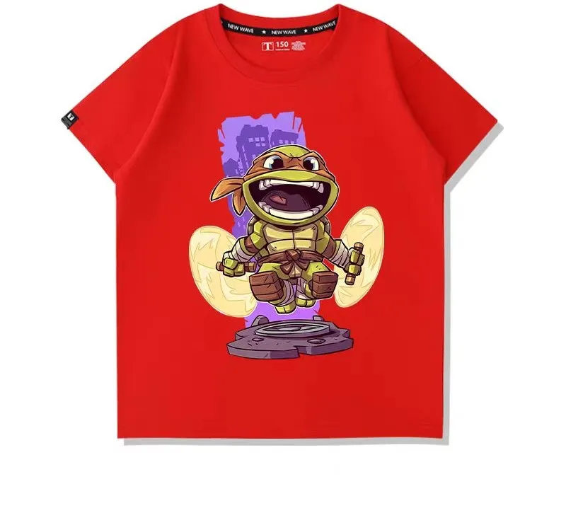Nick – Neues Modell – Ninja Turtles Cartoon-Print, modisches, niedliches, weiches, bequemes Kinder-T-Shirt für Jungen und Mädchen