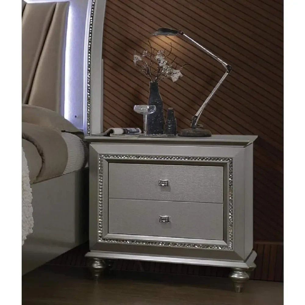 

Kaitlyn Nightstand in Champagne | 2-Drawer Contemporary Wood Rectangular Nightstand Champagne