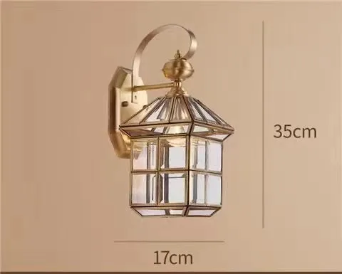 All Copper Outdoor Garden Wall Lamp Waterproof Door Villa Balcony Staircase Entrance Outdoor Wall Lamp for Household Use