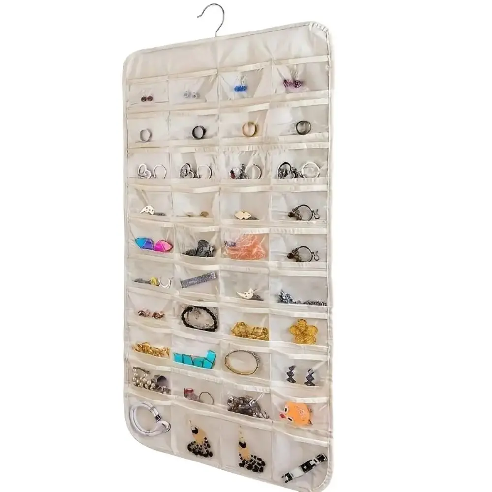 Non-woven Jewelry Storage Bag Foldable Large Capacity Women Jewelry Organizer Double-Sided Delicate Hanging Storage Bag
