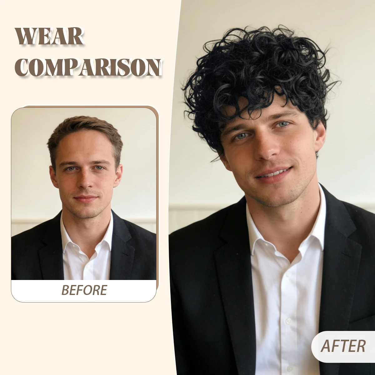 10 inch Natural Curly Hair Men - огляд і ціна Human Hair Wigs