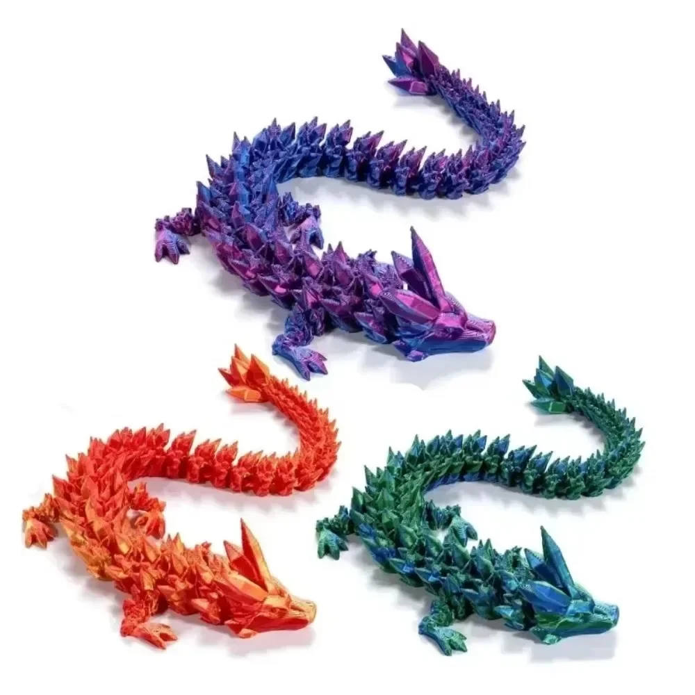 HOTPrinted 3D Gem Dragon Crystal Fidget Toy Rotatable Articulated Dragon Ideal Gift for Kids with ADHD Perfect for Birthday New