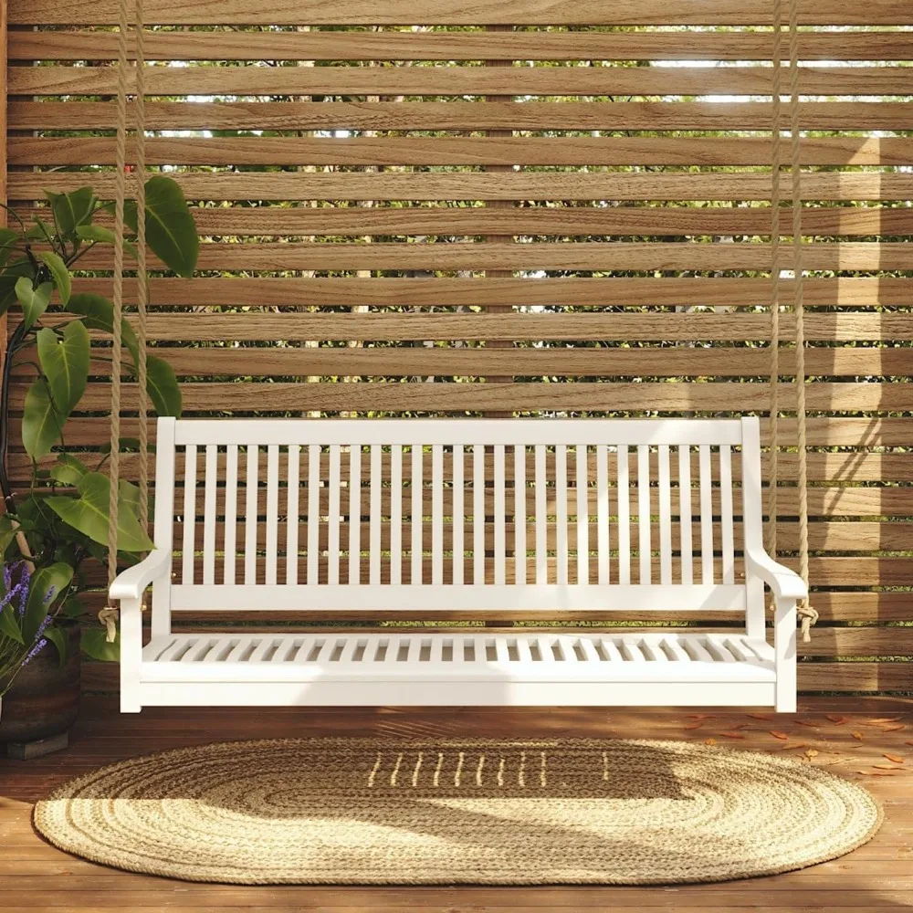 

Hayden 5 Foot Wooden Porch Swing in Natural Oil Finish -Outdoor Bench Swing Crafted from Naturally Weather-Resistant Acacia Wood