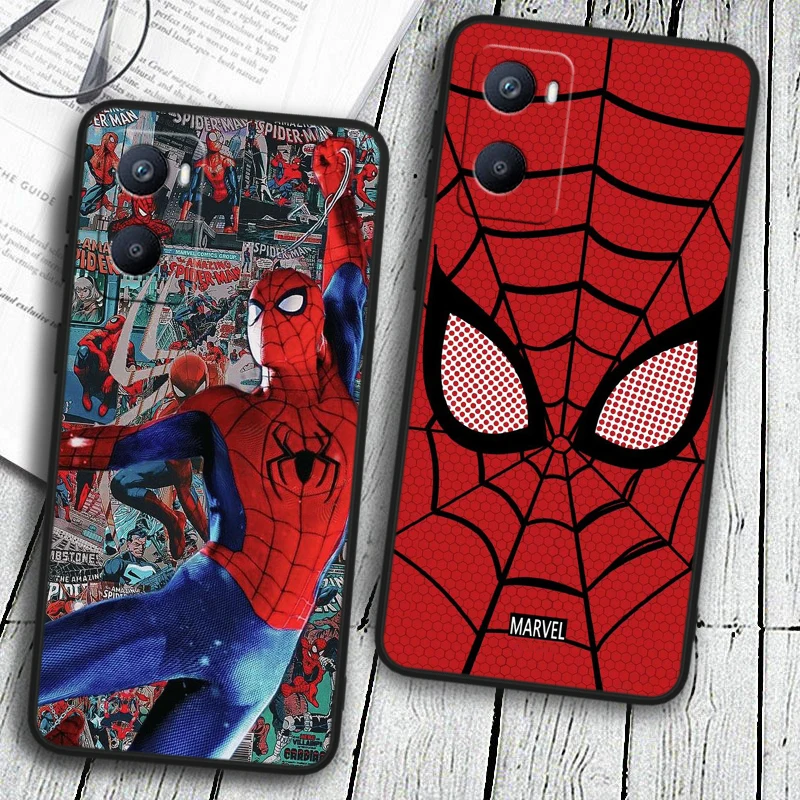 Anime Marvel SpiderMan For OPPO Reno 10 9 8 7 6 5 4 Z SE Pro Plus Lite Soft TPU Shockproof Silicone Black Phone Case