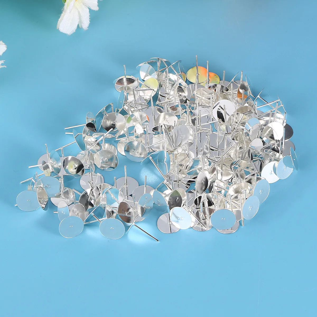 200 قطعة إعدادات قاعدة ترصيع الأذن بسيطة رائعة التفاصيل مريحة الجلد اللمس للمرأة سيدة 10 مللي متر الفضة الأذن ديكور معدني